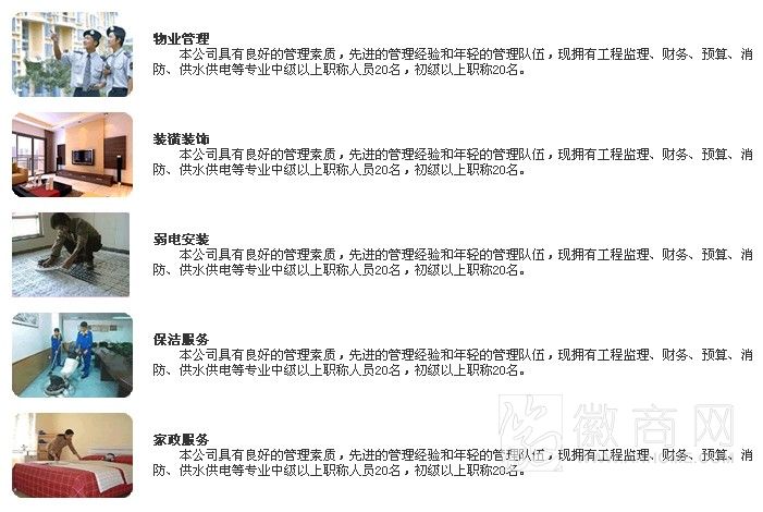 安徽地球人物业服务有限公司 服务项目