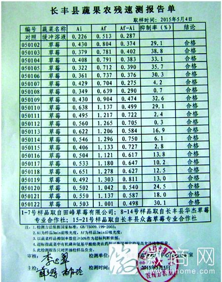 长丰草莓检测报告